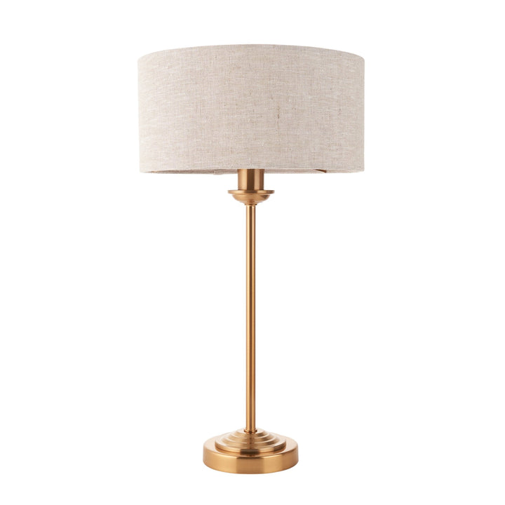 Endon 110728 Highclere Table Lamp Vintage Brass & Natural Linen Shade