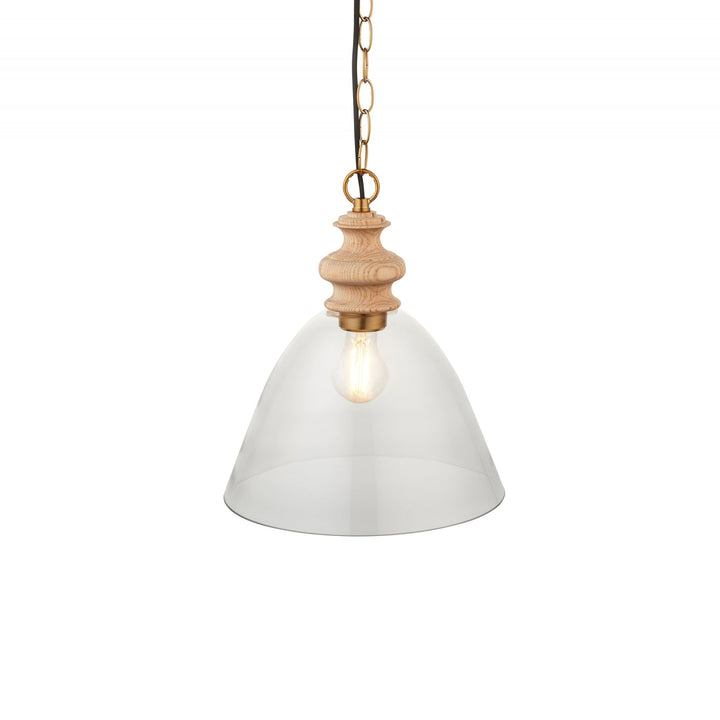 Endon 110825 Cotswold Pendant Ash, Aged Brass & Clear Glass