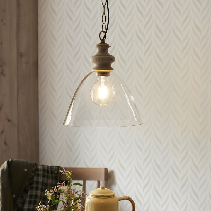 Endon 110825 Cotswold Pendant Ash, Aged Brass & Clear Glass