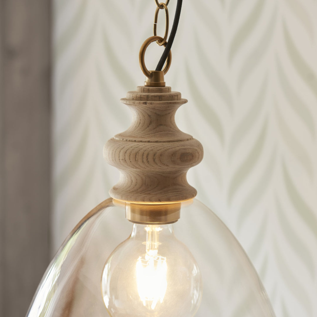 Endon 110825 Cotswold Pendant Ash, Aged Brass & Clear Glass