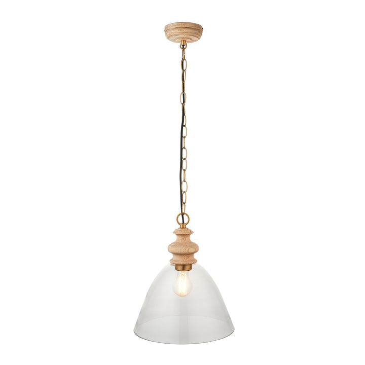 Endon 110825 Cotswold Pendant Ash, Aged Brass & Clear Glass