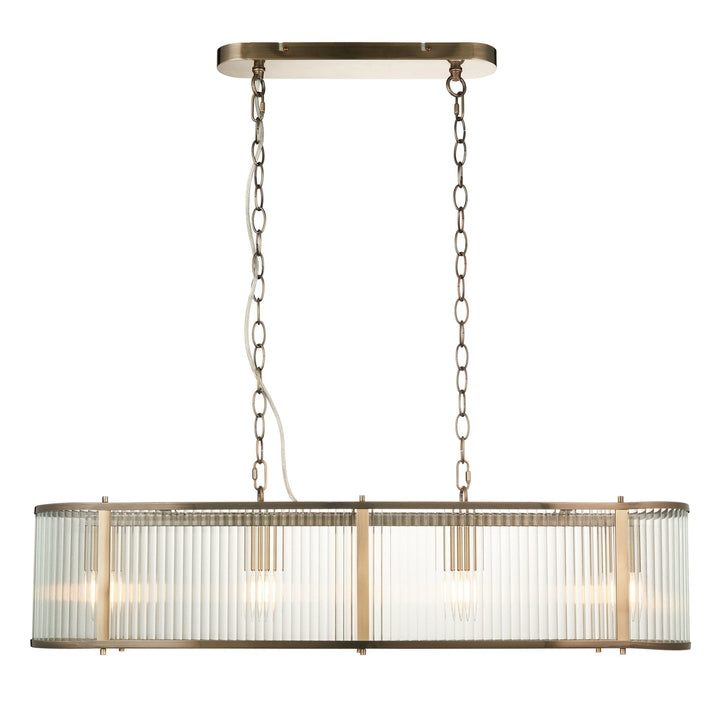 Endon 110945 Ridgeton 4 LightLinear Pendant Antique Brass & Clear Glass