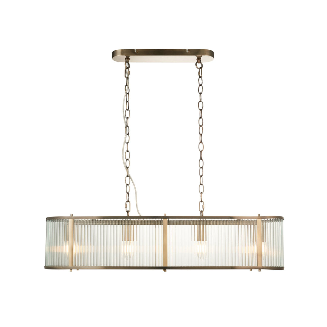 Endon 110945 Ridgeton 4 LightLinear Pendant Antique Brass & Clear Glass