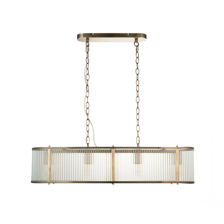 Endon 110945 Ridgeton 4 LightLinear Pendant Antique Brass & Clear Glass