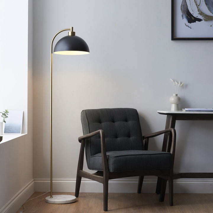 Endon 112211 Buchanan Task Floor Lamp Black, Brass & Grey Marble