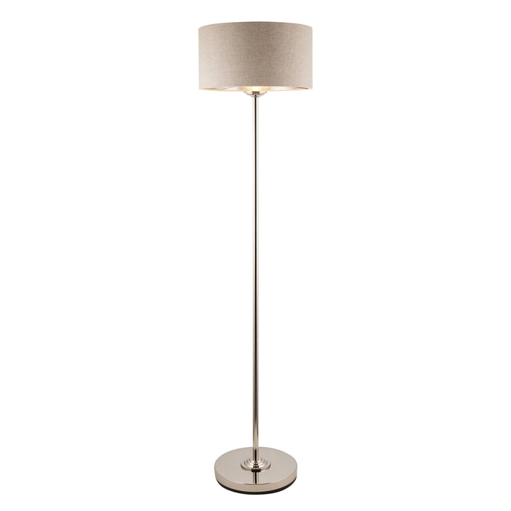 Endon 112232 Highclere Single Floor Lamp Brushed Chrome & Natural Shade