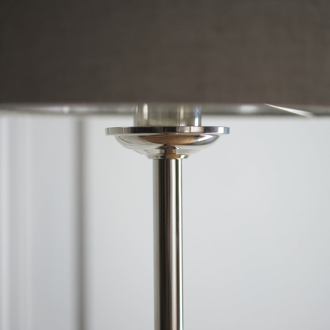 Endon 112232 Highclere Single Floor Lamp Brushed Chrome & Natural Shade