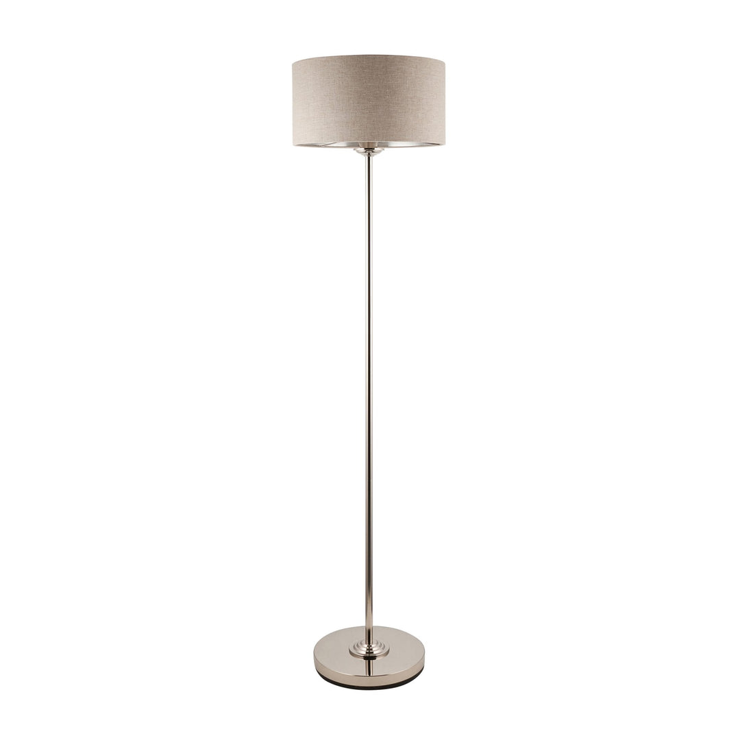 Endon 112232 Highclere Single Floor Lamp Brushed Chrome & Natural Shade