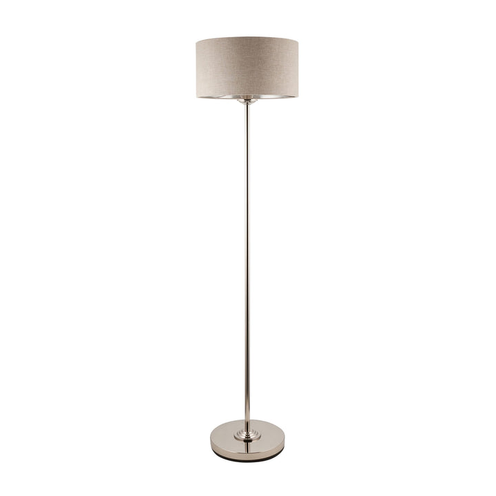 Endon 112232 Highclere Single Floor Lamp Brushed Chrome & Natural Shade