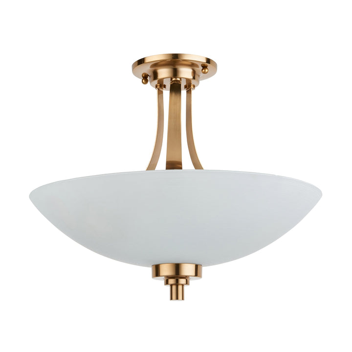 Endon 112438 Welles 3 Light Semi Flush Aged Brass & White Glass