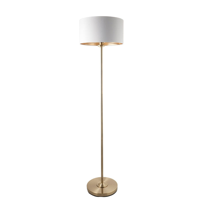 Endon 112571 Highclere Single Floor Lamp Antique Brass & White Shade