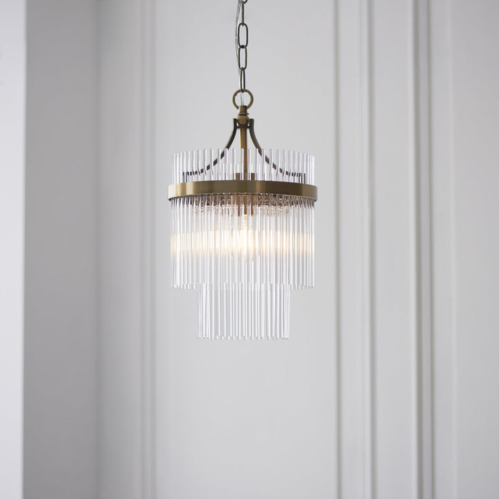 Endon 112572 Marietta Pendant Antique Brass & Clear Glass