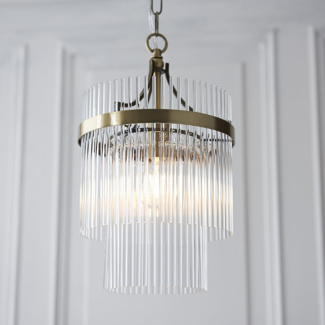 Endon 112572 Marietta Pendant Antique Brass & Clear Glass