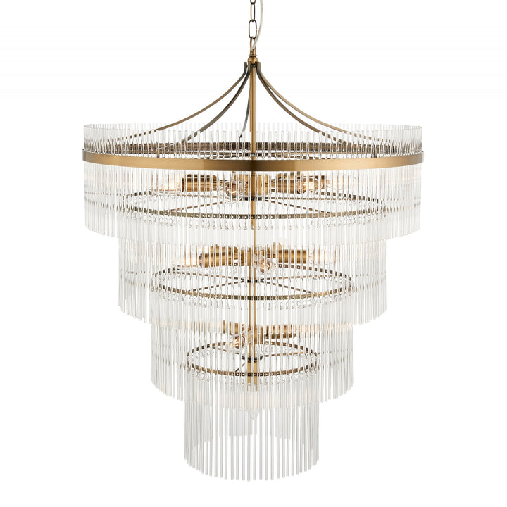 Endon 112576 Marietta 16 Light Tiered Pendant Antique Brass & Clear Glass