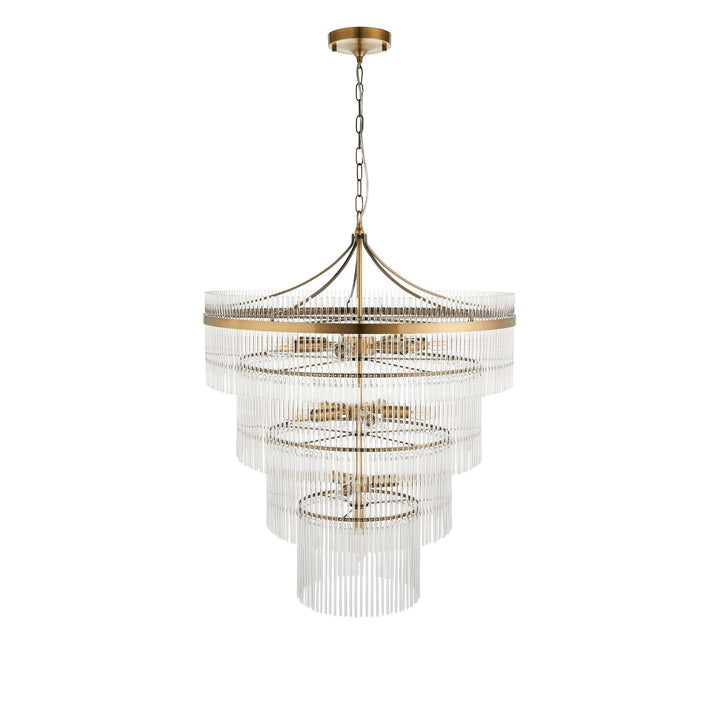 Endon 112576 Marietta 16 Light Tiered Pendant Antique Brass & Clear Glass