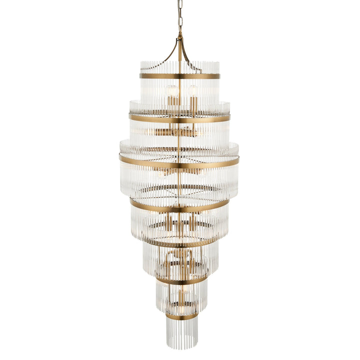 Endon 112793 Marietta Grand 21 Light Tiered Pendant Antique Brass & Clear Glass