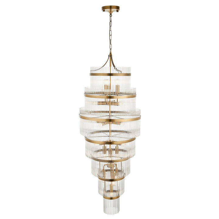 Endon 112793 Marietta Grand 21 Light Tiered Pendant Antique Brass & Clear Glass