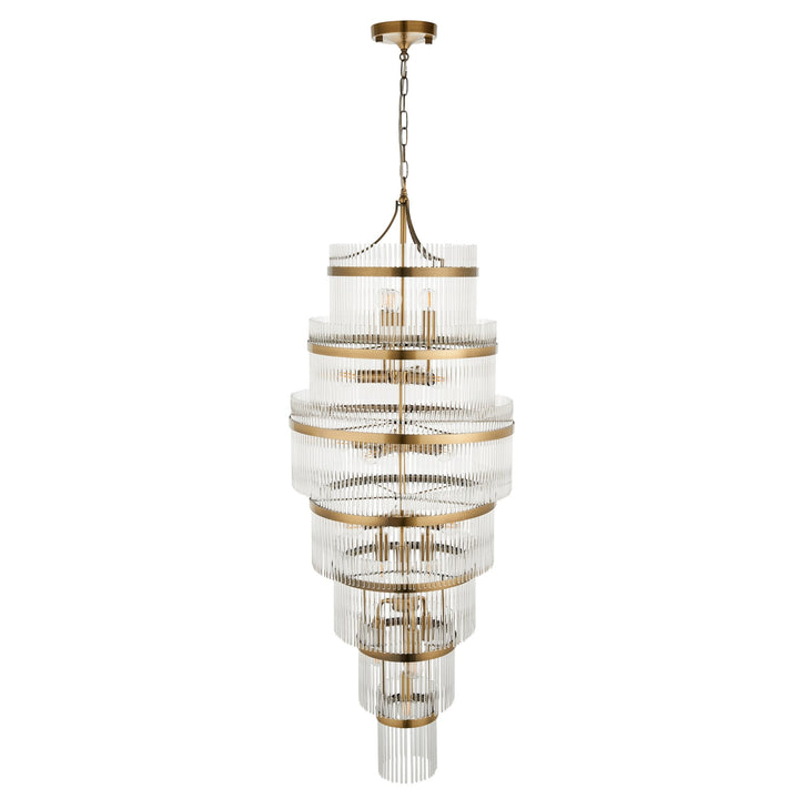 Endon 112793 Marietta Grand 21 Light Tiered Pendant Antique Brass & Clear Glass