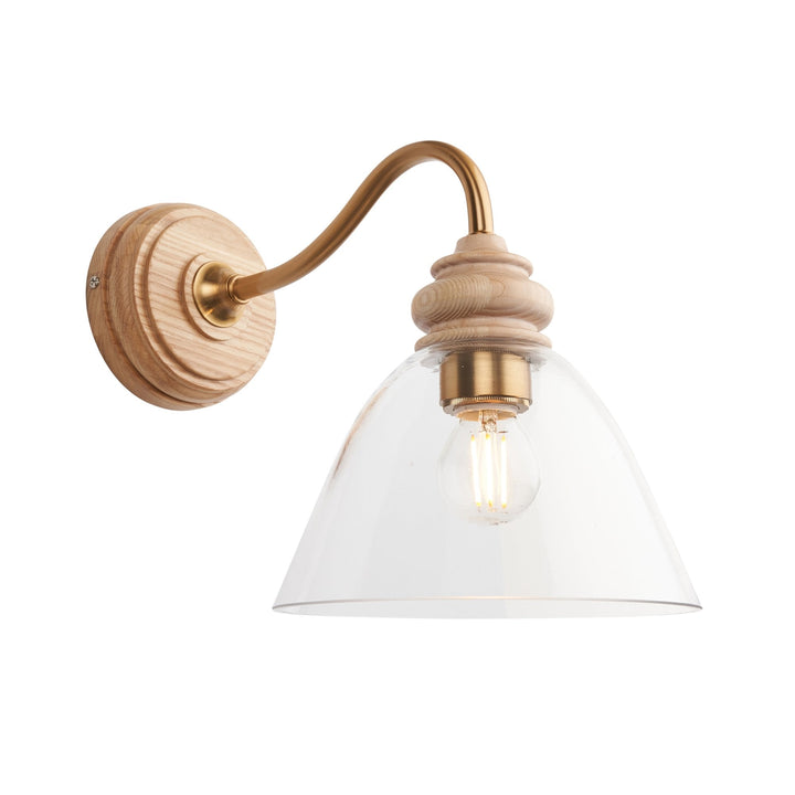 Endon 113371 Cotswold Wall Light Ash, Aged Brass & Clear Glass