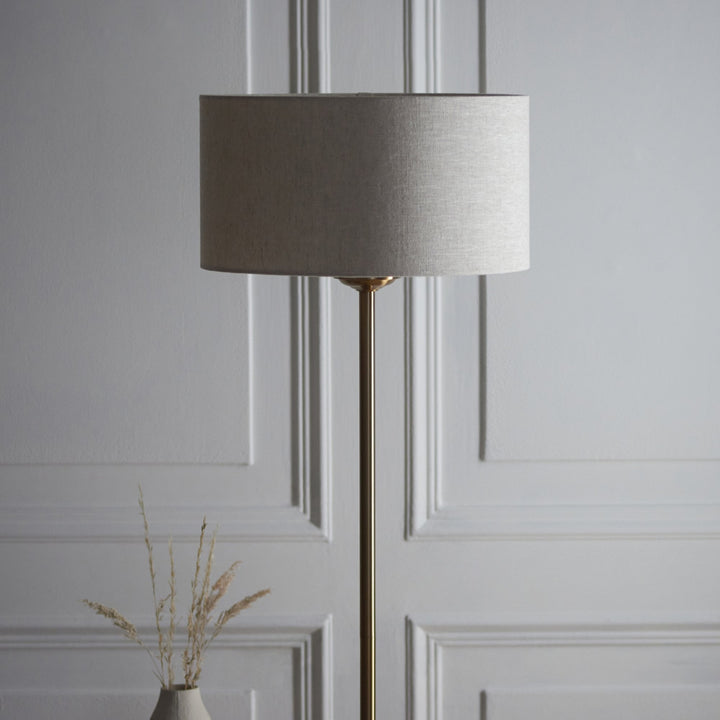 Endon 113461 Highclere Single Floor Lamp Brass & Natural Shade