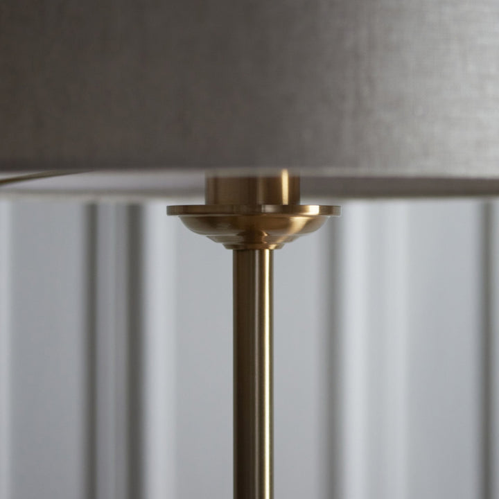 Endon 113461 Highclere Single Floor Lamp Brass & Natural Shade