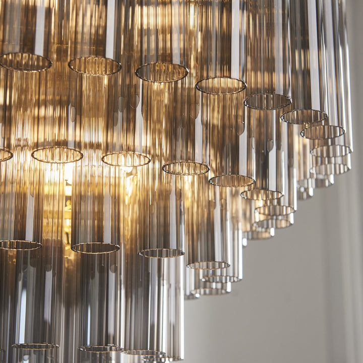 Endon 114197 Toulouse 12 Light Pendant Satin Brass &amp; Smokey Glass (S)