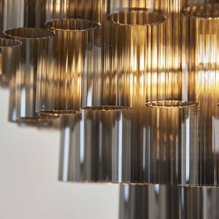 Endon 114197 Toulouse 12 Light Pendant Satin Brass &amp; Smokey Glass (S)