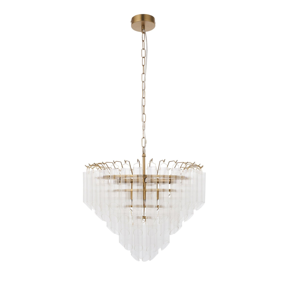 Endon 114198 Toulouse 12 Light Pendant Satin Brass & Clear Glass