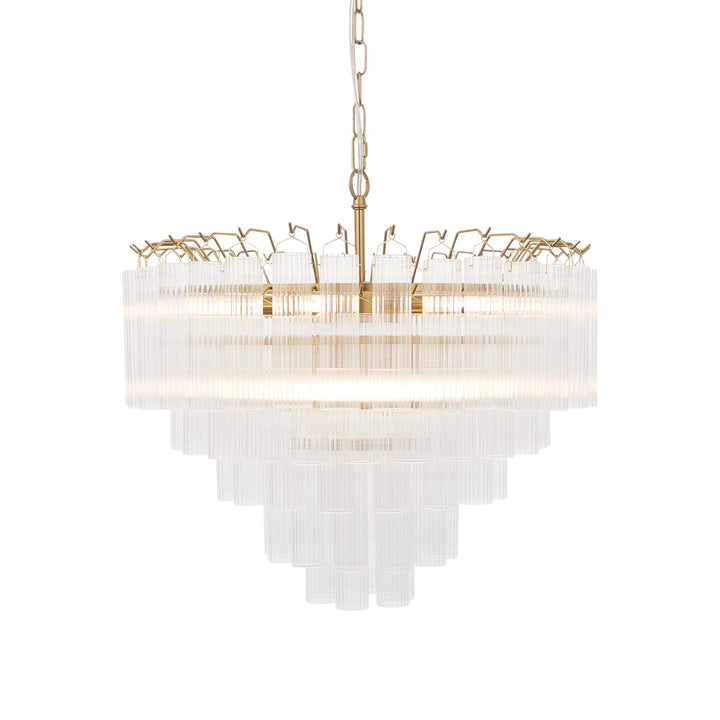 Endon 114199 Toulouse 12 Light Pendant Satin Brass & Clear Glass