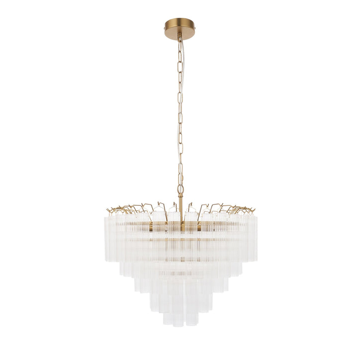 Endon 114199 Toulouse 12 Light Pendant Satin Brass & Clear Glass