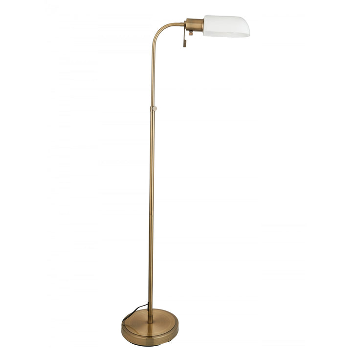 Endon 114204 Pharmacy Reader Floor Lamp Antique Brass & Opal