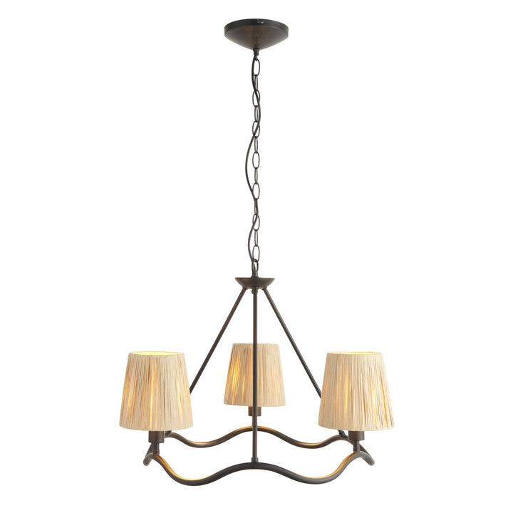 Endon 114212 Wriggle 3 Light Pendant Black & Natural Shade