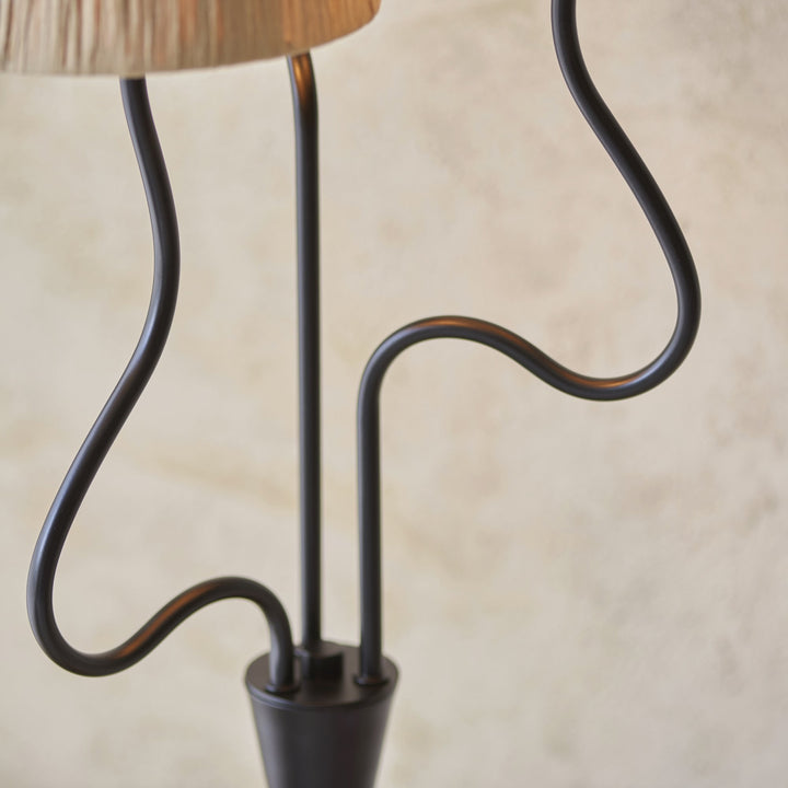 Endon 114221 Wriggle 3 Light Floor Lamp Black & Natural Shade