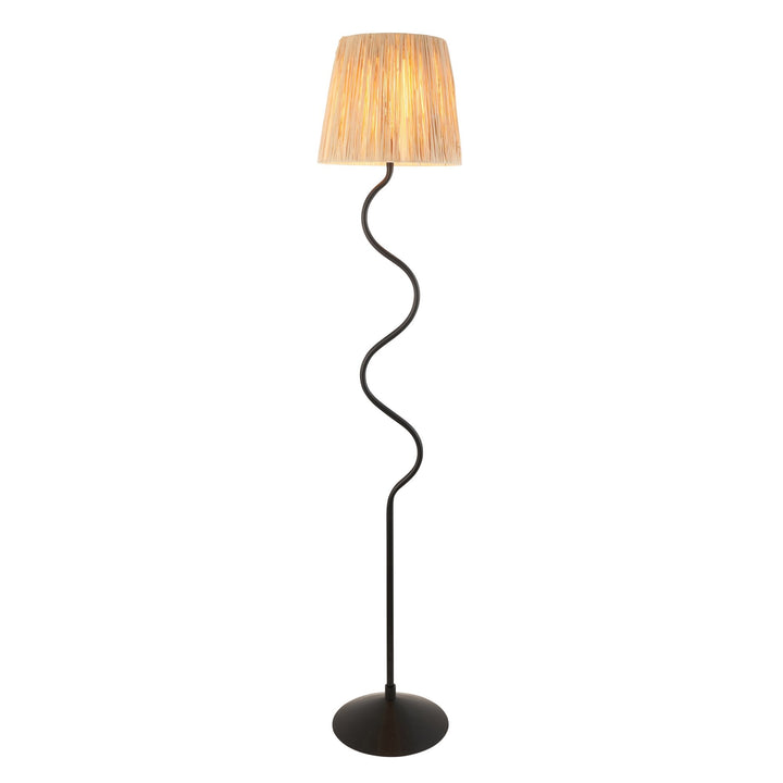 Endon 114223 Wriggle Floor Lamp Black & Natural Shade