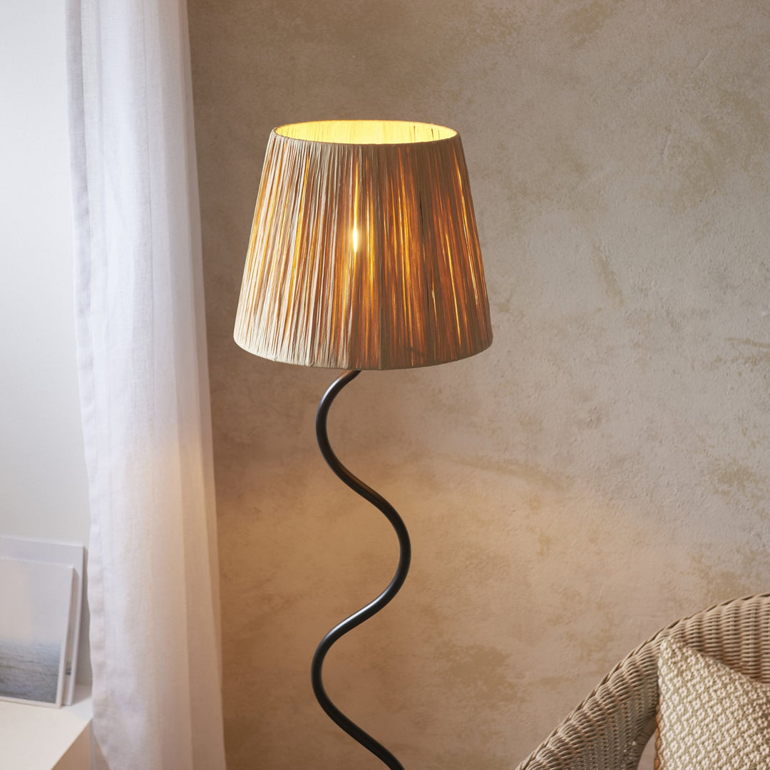 Endon 114223 Wriggle Floor Lamp Black & Natural Shade