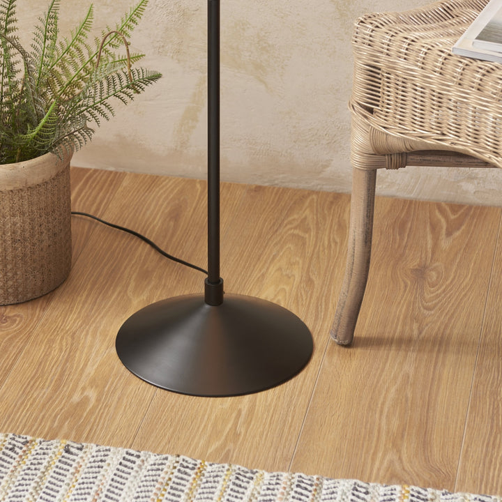 Endon 114223 Wriggle Floor Lamp Black & Natural Shade