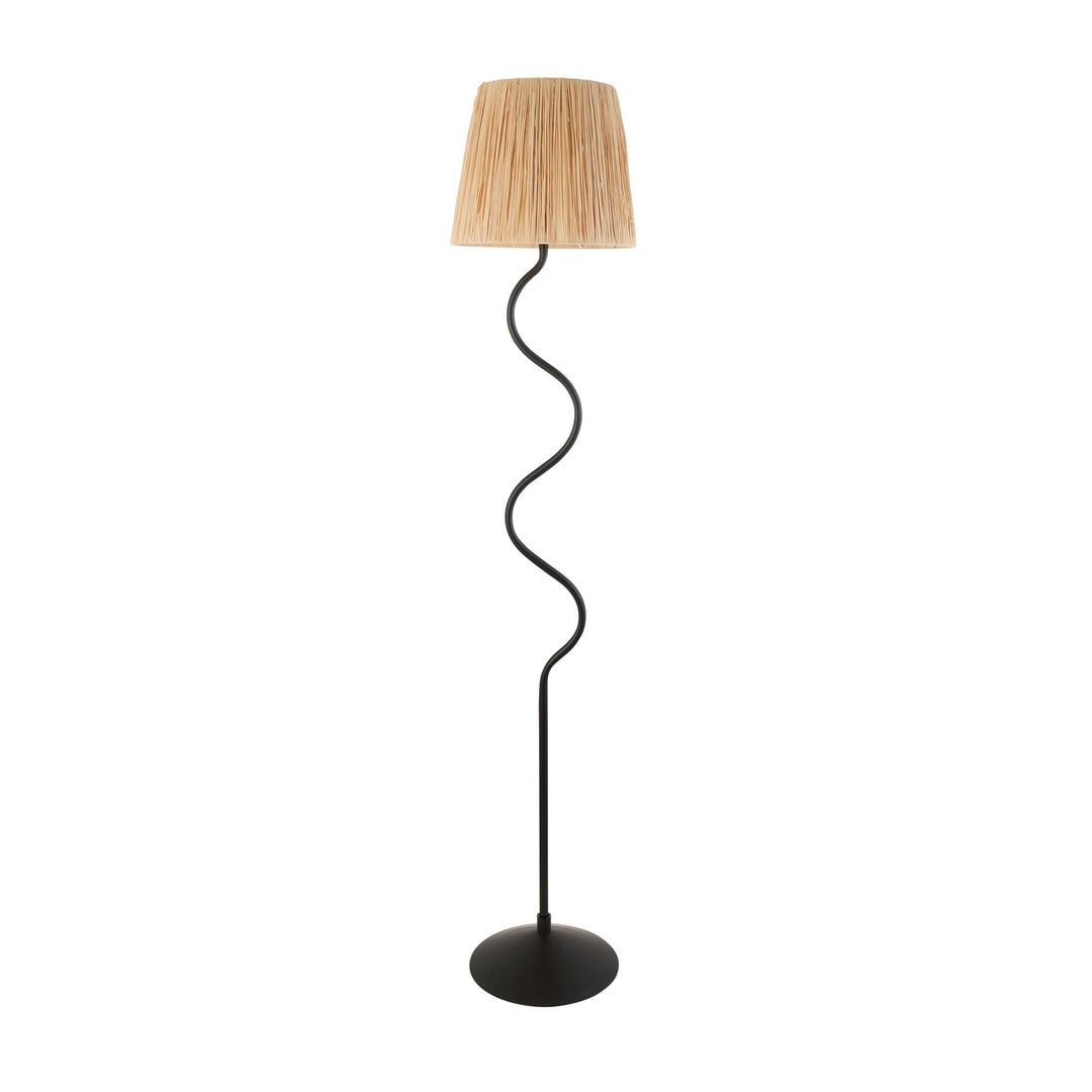 Endon 114223 Wriggle Floor Lamp Black & Natural Shade