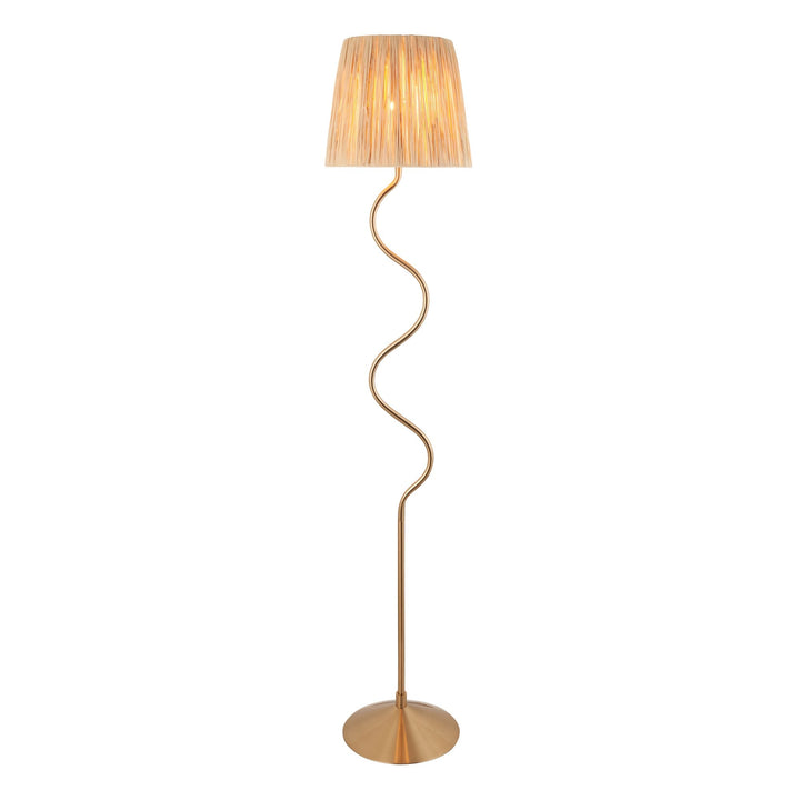 Endon 114224 Wriggle Floor Lamp Aged Brass & Natural Shade