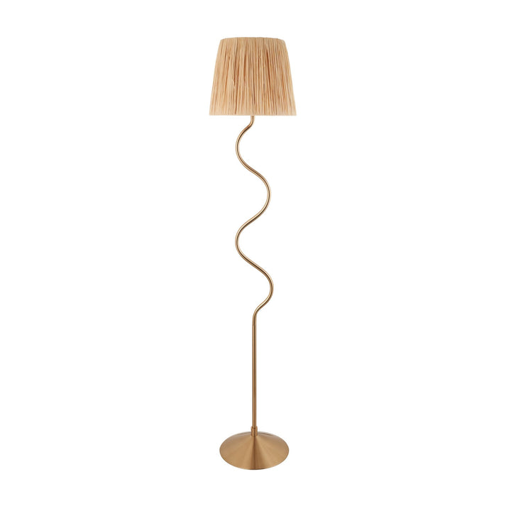 Endon 114224 Wriggle Floor Lamp Aged Brass & Natural Shade