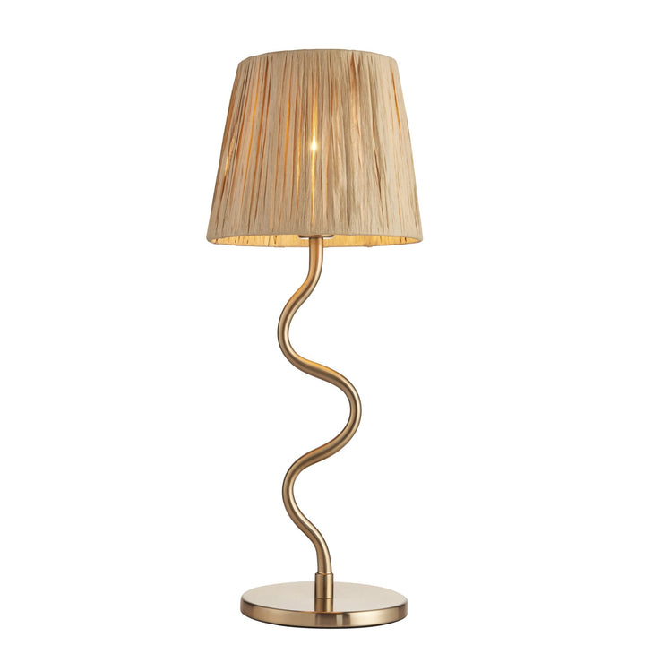 Endon 114225 Wriggle Table Lamp Aged Brass & Natural Shade