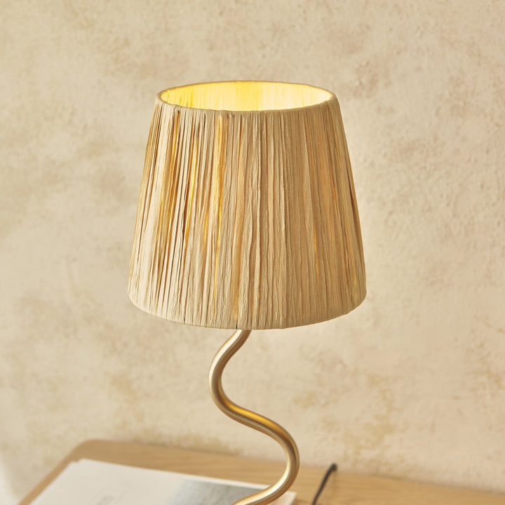 Endon 114225 Wriggle Table Lamp Aged Brass & Natural Shade