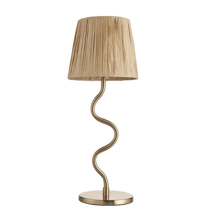 Endon 114225 Wriggle Table Lamp Aged Brass & Natural Shade