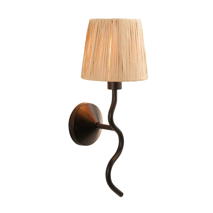 Endon 114226 Wriggle Wall Light Black & Natural Shade