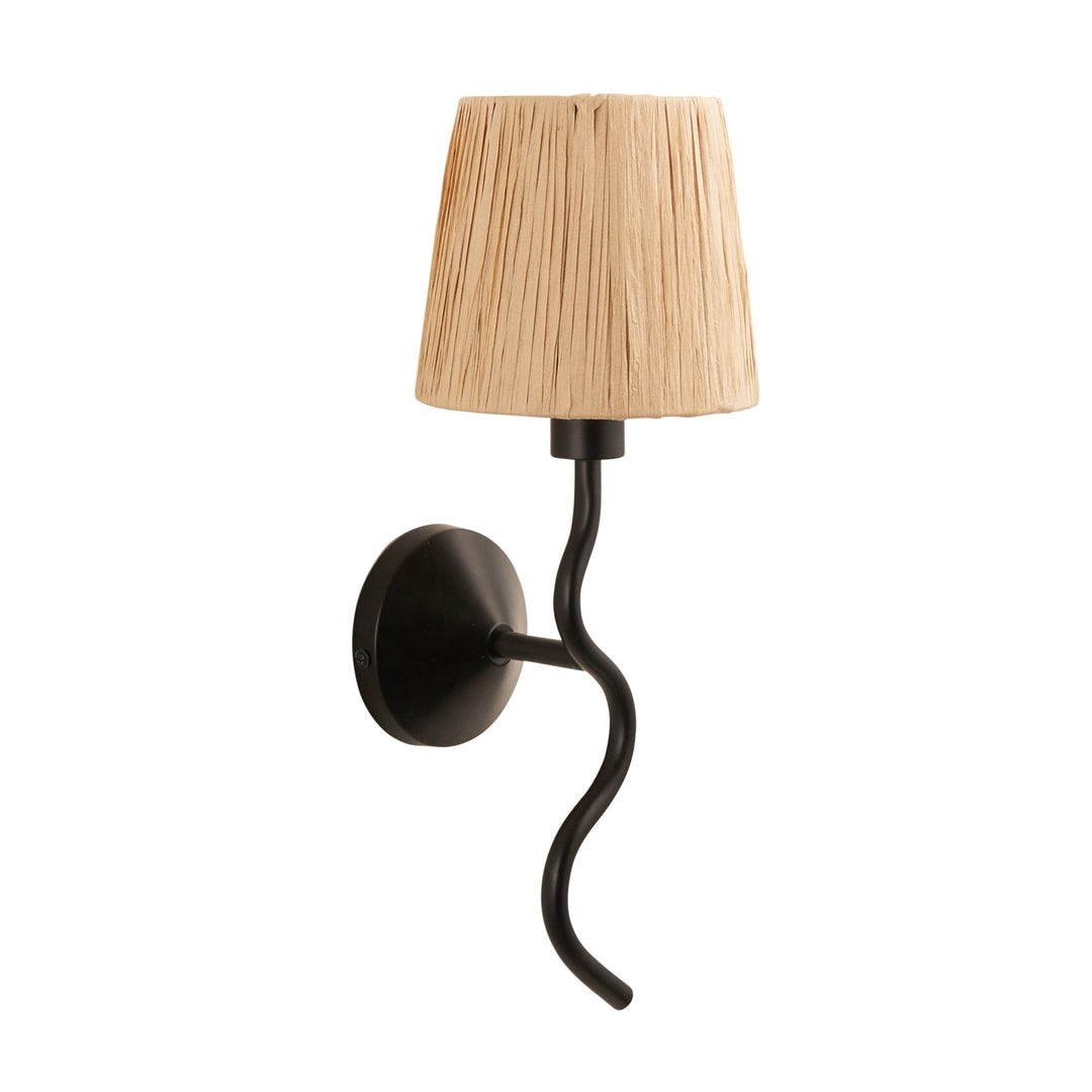 Endon 114226 Wriggle Wall Light Black & Natural Shade