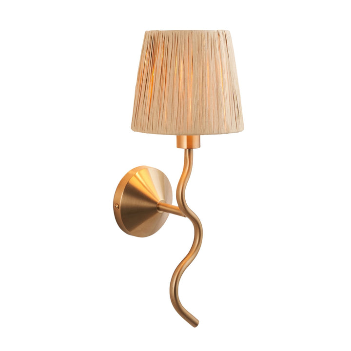 Endon 114227 Wriggle Wall Light Aged Brass & Natural Shade