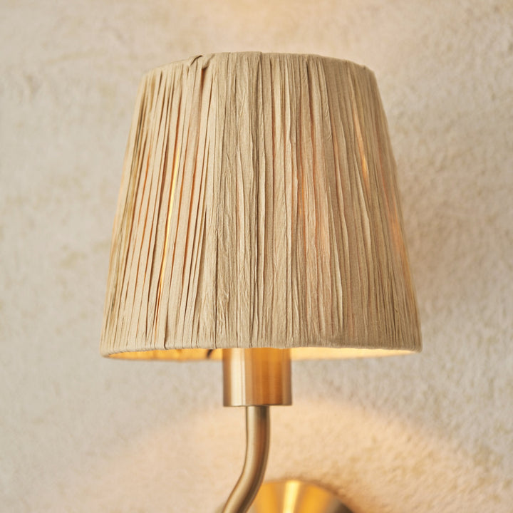 Endon 114227 Wriggle Wall Light Aged Brass & Natural Shade