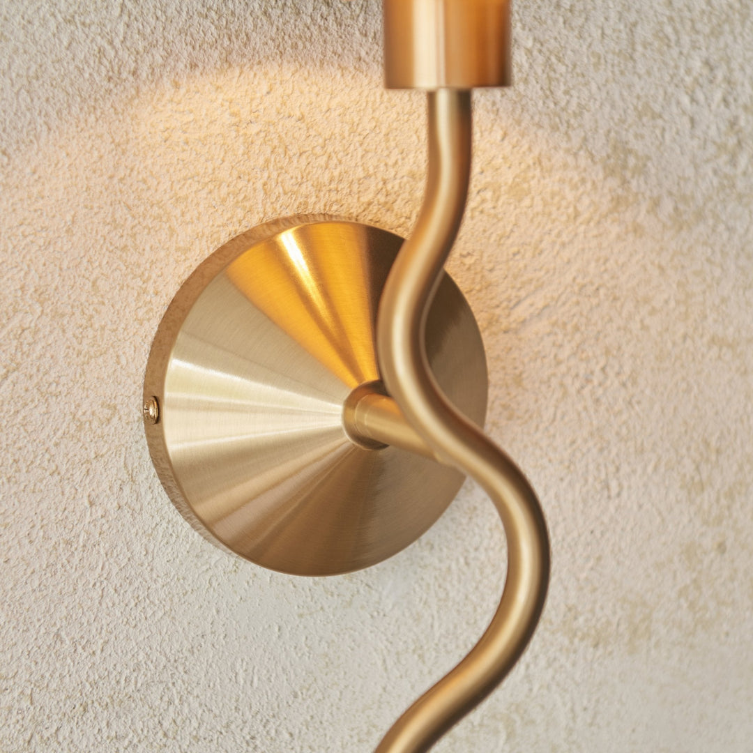 Endon 114227 Wriggle Wall Light Aged Brass & Natural Shade