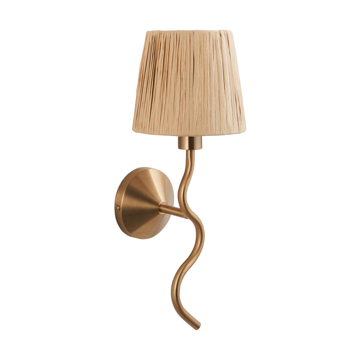 Endon 114227 Wriggle Wall Light Aged Brass & Natural Shade