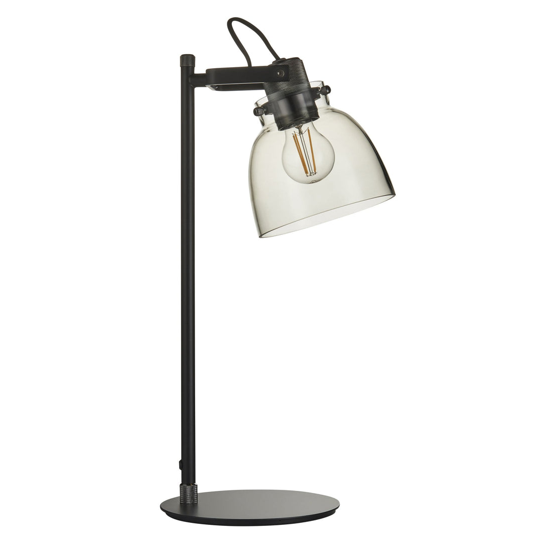 Nelson Lighting NL1407012 1 Light Table Lamp Smokey Grey Tinted Glass & Black Chrome Plate