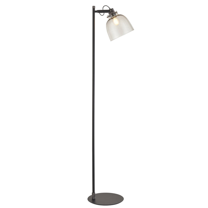 Nelson Lighting NL1407013 1 Light Floor Lamp Smokey Grey Tinted Glass & Black Chrome Plate